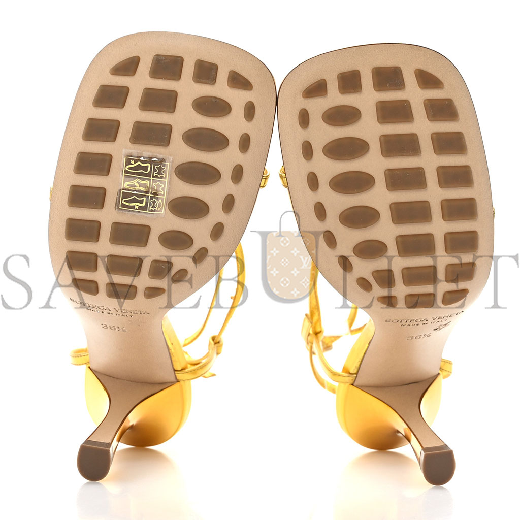 Bo*te*ga ve*ne*ta laminated calfskin the line 90mm sandals 365 gold